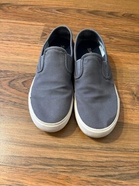 Sperry Men's Slip-On Canvas Loafers in Gray with White Sole
